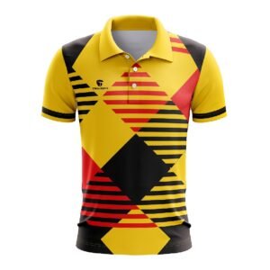 Sublimated Table Tennis T-shirt Yellow, Black & Red Color