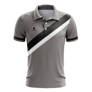 Men’s Polo Neck Drifit Table Tennis Tshirt Grey, Black & White Color