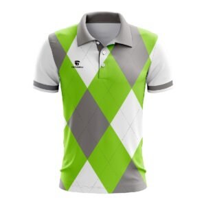 Table Tennis Polo Neck tshirt | Add Name and Number Green, Grey and White Color