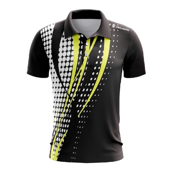 Mens Polo Neck Table Tennis Drifit Tshirts | Custom Sportswear Black, White and Yellow Color