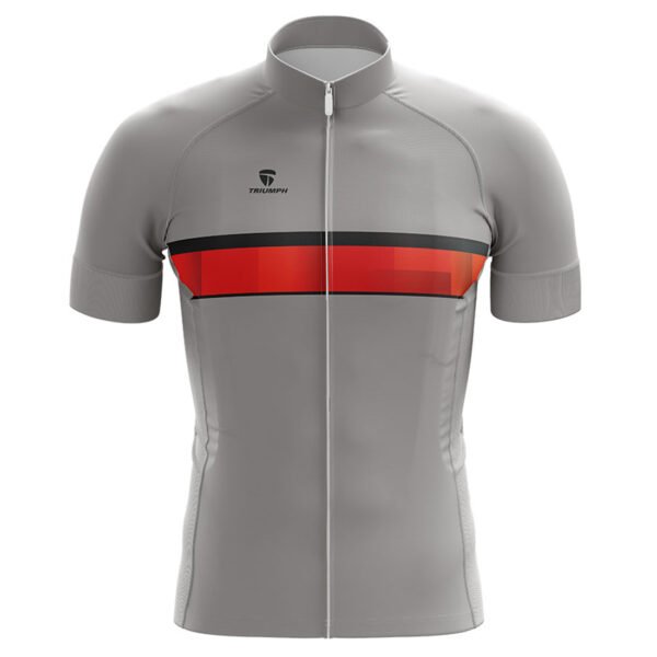 Printed Cycling Jersey for Men’s Biking Short Sleeve Jerseys Top Online Grey & Red Color