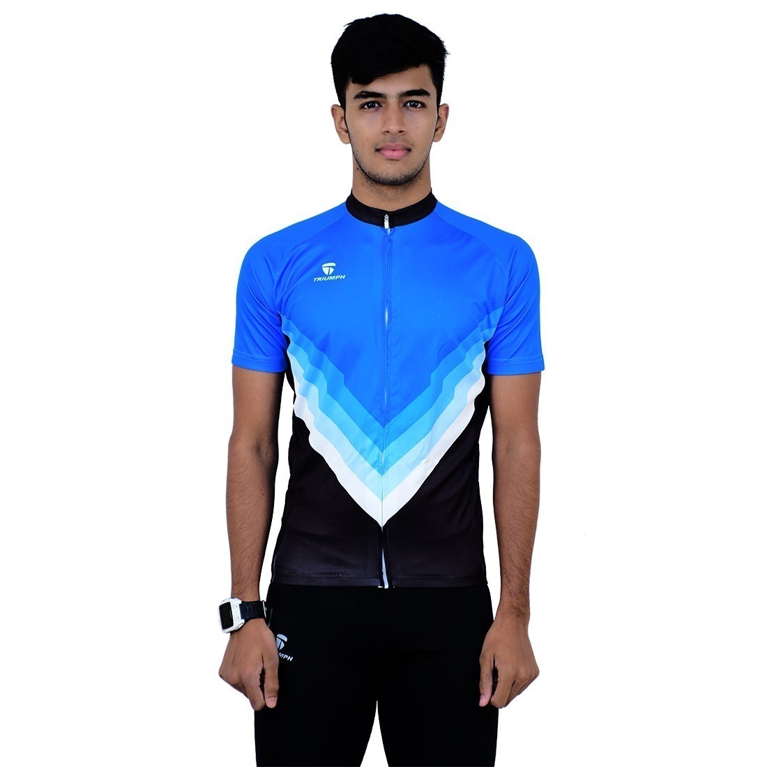 Sublimated Lightweight Cycling Jersey for Men Black, Blue & White Color