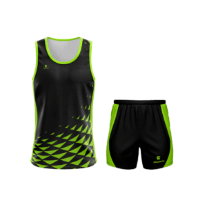 Men's GYM Sleeveless Tank Top Singlet & Shorts Black & Green Color