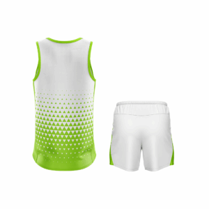 Men's Running / Gym Vest Tank Top Singlet & Shorts White & Green Color