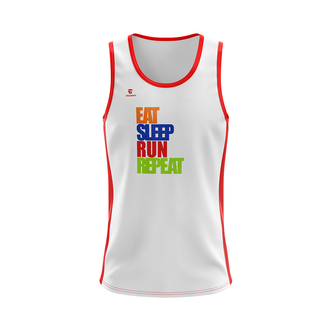 Men’s Jogging Sleeveless Tank Top Singlet White & Red Color