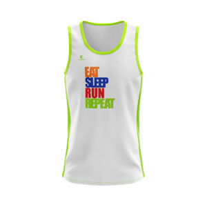 Men’s Walking Sleeveless Tank Top Singlet White & Green Color