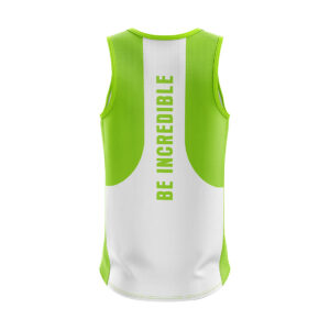 Men’s Walking Sleeveless Tank Top Singlet White & Green Color