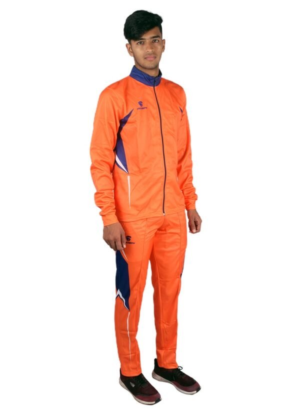 Mens Running Tracksuit | Sports Jogging Gym Track Jacket Pants - Orange Color