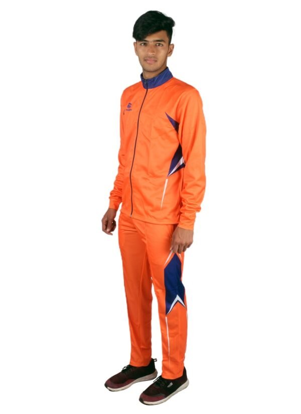 Mens Running Tracksuit | Sports Jogging Gym Track Jacket Pants - Orange Color