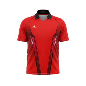 Mens Cricket Sports Jersey Customized Cricket T-shirt Red & Black Color
