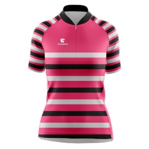 Womens Cycling Jersey | Mountain Bicycle Tees for Ladies | Cycle Clothes Pink, Black & White Color