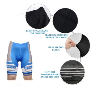 Men’s Cycling Bike Shorts 3D Padded Bicycle Riding Pants Tights, Anti-Slip Design, Breathable & Comfy Blue & Grey Color