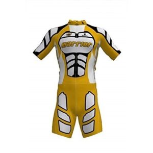 Kids Skating Suit Inline Skate Short Sleeve Racing Speed Suit - Gold White Color