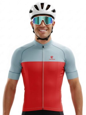 Dry-Fit Cycling Jersey | Cycling Upper Wear for Men’s Grey & Red Color