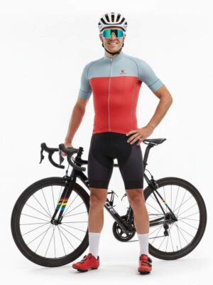 Dry-Fit Cycling Jersey | Cycling Upper Wear for Men’s Grey & Red Color