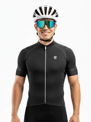 Men’s Polyester Plain Cycling Clothing Black Color