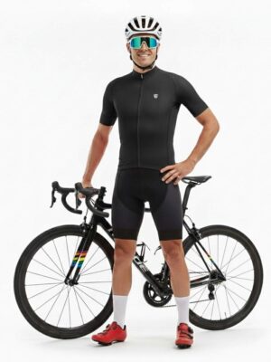 Men’s Polyester Plain Cycling Clothing Black Color