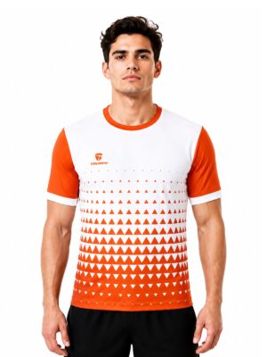 Men's Running Champion Track Tshirt White & Orange Color