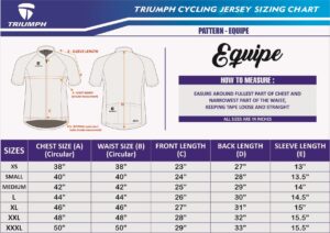 Triumph Equipe Cycling Jersey Size Chart