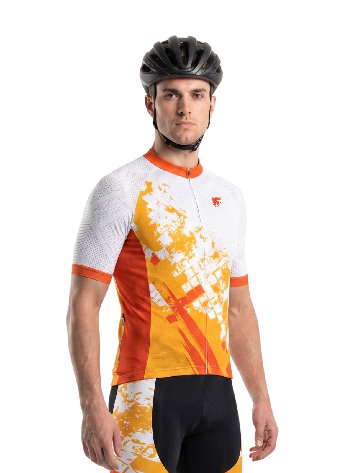 Cycling Jersey for Men White Orange Road Bike Bicycle Shirt Jerseys