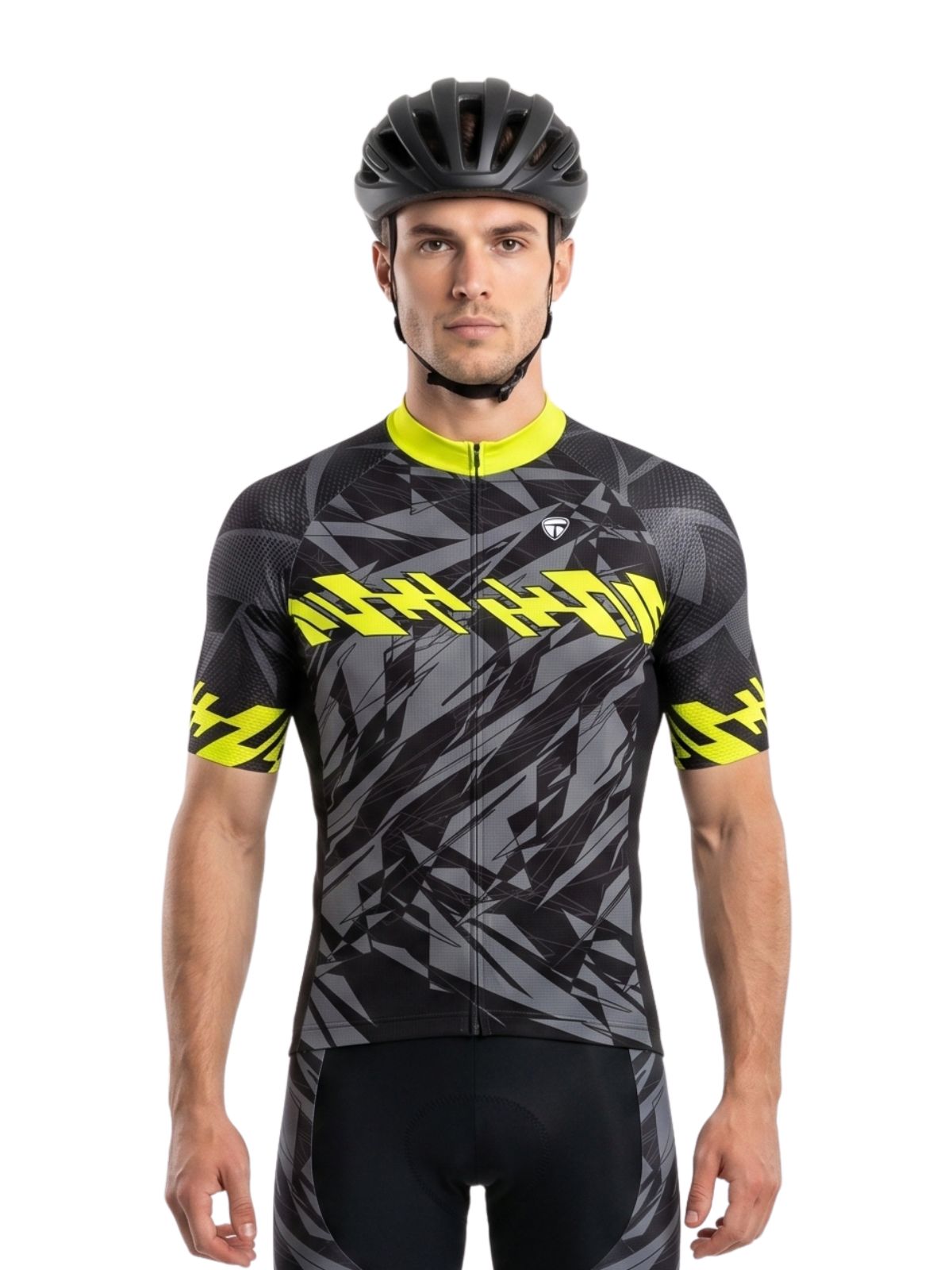 Mens Cycling Jersey with Pockets Black Yellow Short Sleeve Quick Dry Biking Shirts