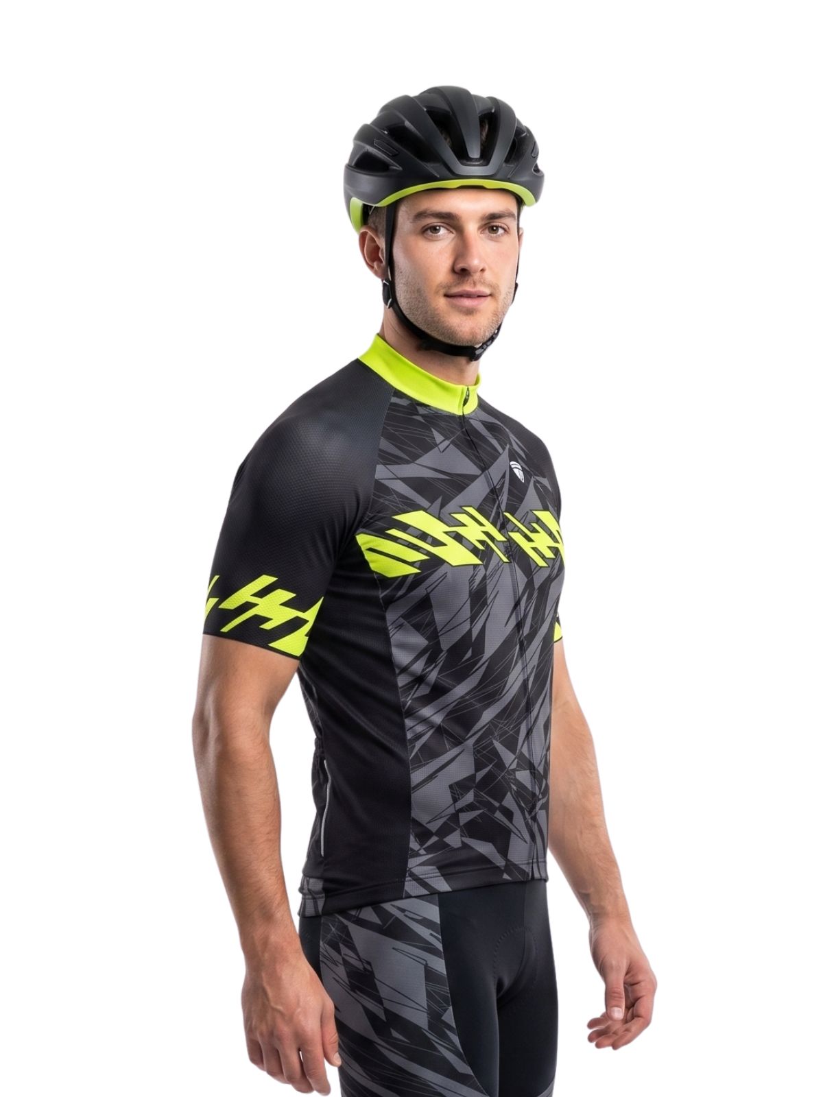 Mens Cycling Jersey with Pockets Black Yellow Short Sleeve Quick Dry Biking Shirts